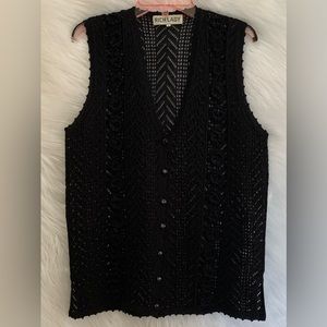 Richlady crochet vest Button front Black Size Medium